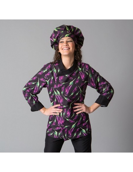 CHAQUETA COCINA UNISEX MICROFIBRA BERENJ GARYS