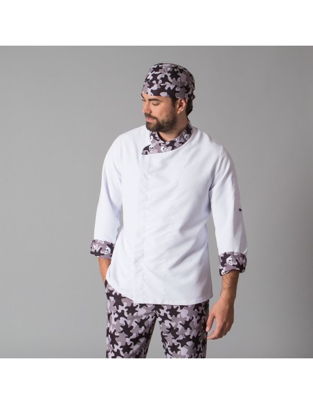 CHAQUETA COCINA UNISEX MICROFIBRA MILITA GARYS