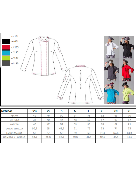 CHAQUETA COCINA MUJER MICROFIBRA MIRANDA GARYS