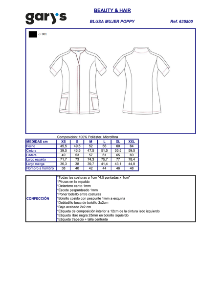 BLUSA PELUQUERIA MICROFIBRA POPPY GARYS