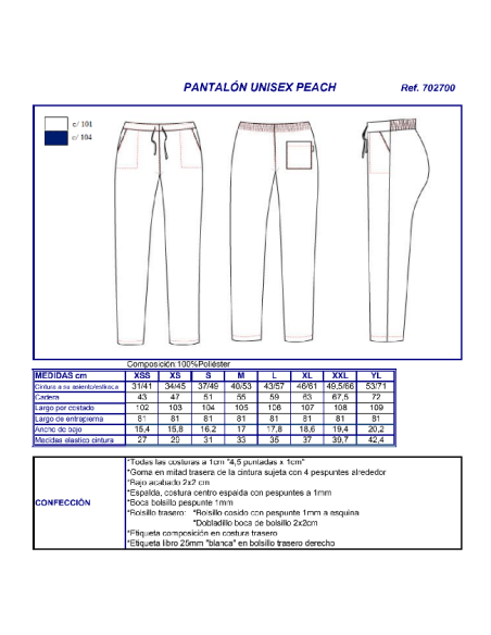 PANTALON SANITARIO 7027 GARYS