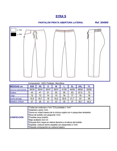 PANTALON MICROFIBRA PIRATA 2049 GARYS