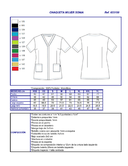 CASACA SANITARIA MICROFIBRA SONIA GARYS