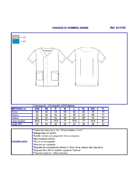 CASACA SANITARIA ANDRE OXFORD GARYS