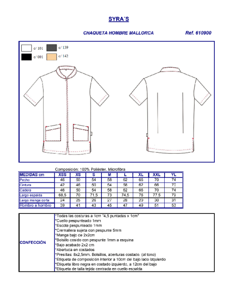 CASACA SANITARIA MICROFIBRA MALLORCA GARYS