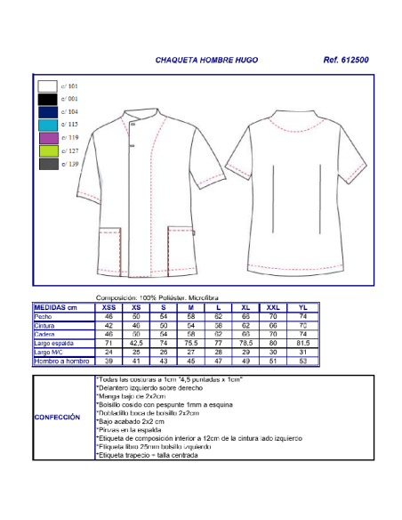 CASACA SANITARIA MICROFIBRA HUGO GARYS