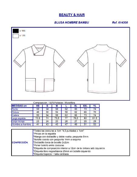 CASACA SANITARIA MICROFIBRA BAMBU GARYS