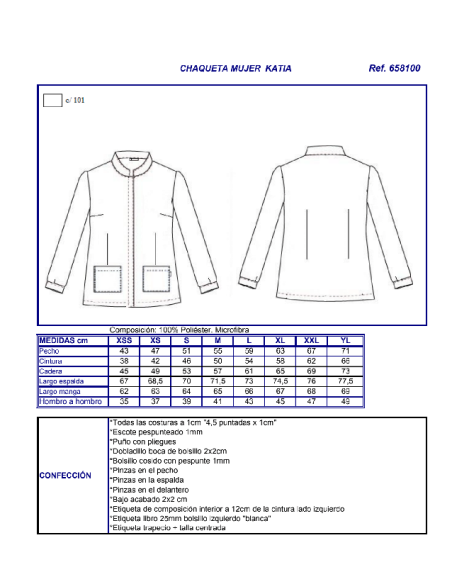 CASACA SANITARIA MICROFIBRA KATIA GARYS