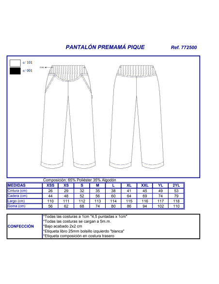 PANTALON PREMAMA BLANCO 7725 GARYS