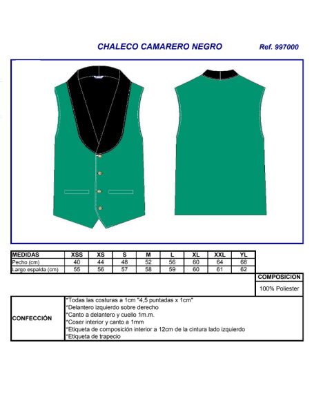 CHALECO CAMARERO SMOKING 9970 GARYS