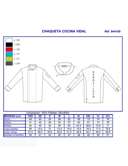 CHAQUETA COCINA MICROFIBRA VIDAL GARYS