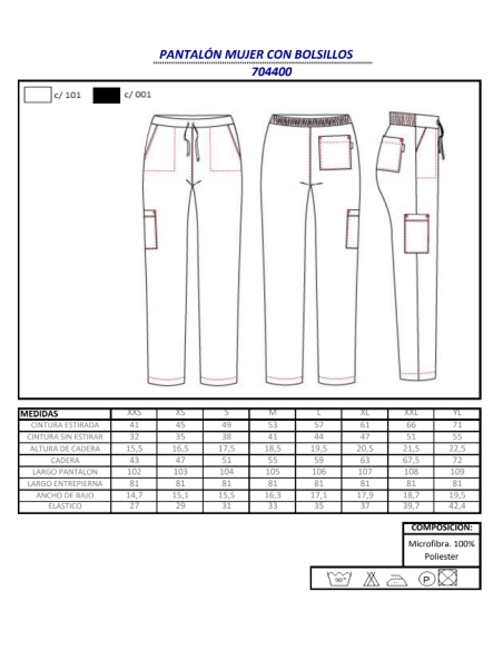 PANTALON SANITARIO MUJER MICROFIBRA 7044 GARYS