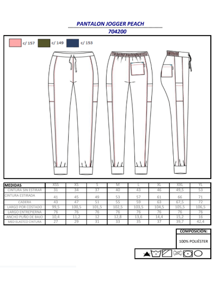PANTALON SANITARIO TIPO JOGGER PEACH  GARYS