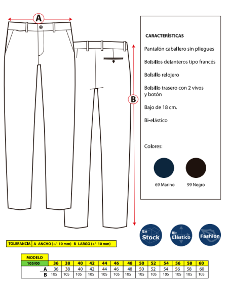 PANTALON HOMBRE POLIESTER ELASTICO  DACOBEL