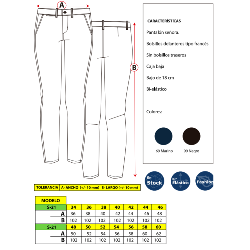 PANTALON MUJER CAJA BAJA POLIESTER ELASTICO DACOBEL 2
