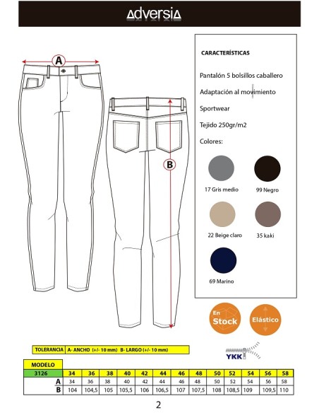 PANTALON MUJER ALGODON ELASTICO MARTITA ADVERSIA