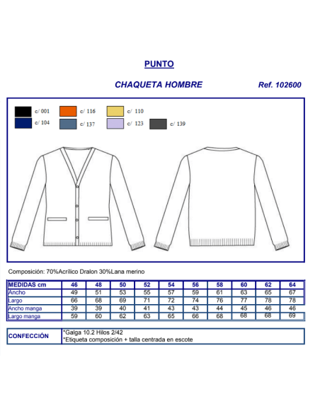 CHAQUETA PUNTO HOMBRE 1026 GARYS