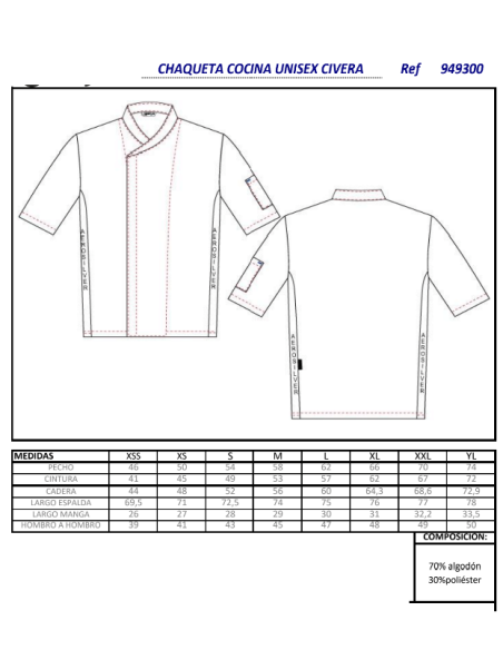 CHAQUETA COCINA UNISEX CIVERA GARYS