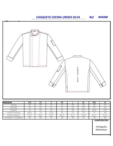 CHAQUETA COCINA UNISEX SILVA GARYS