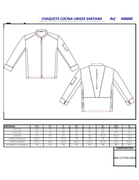 CHAQUETA COCINA TEJANA UNISEX SANTANA GARYS