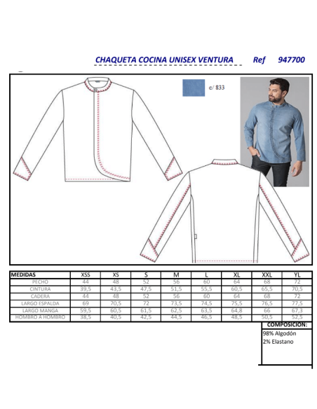 CHAQUETA COCINA TEJANA VENTURA GARYS