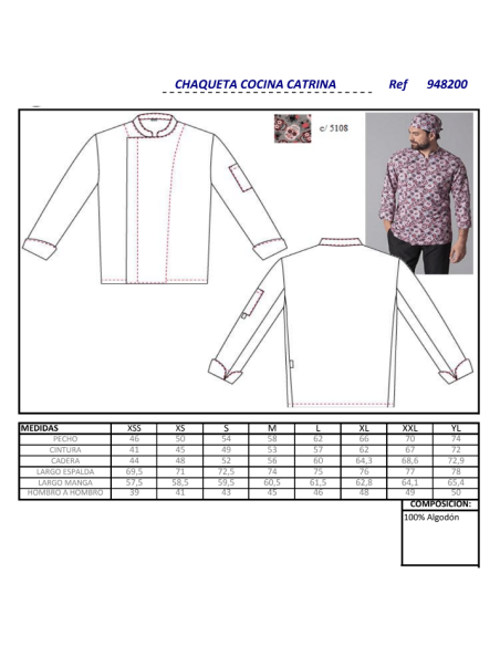 CHAQUETA COCINA UNISEX CATRINA GARYS