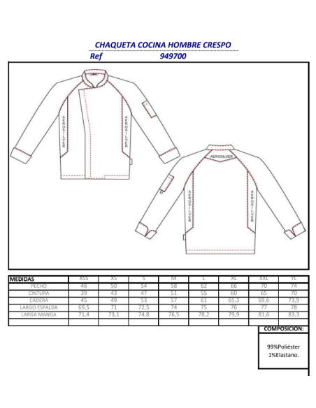 CHAQUETA COCINA ELASTICA CRESPO GARYS