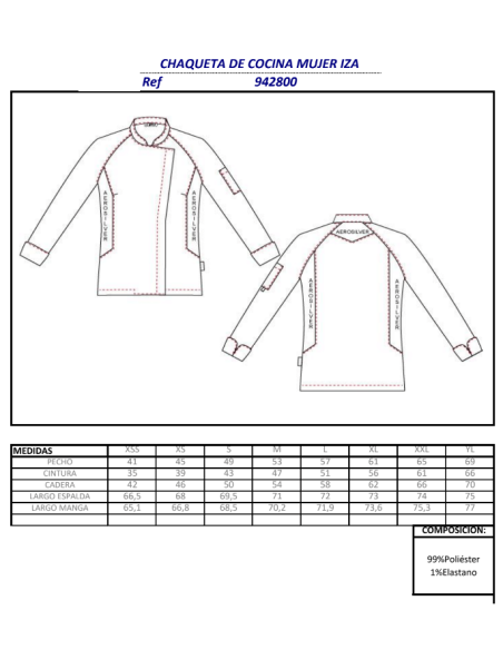 CHAQUETA COCINA MUJER ELASTICA IZA GARYS