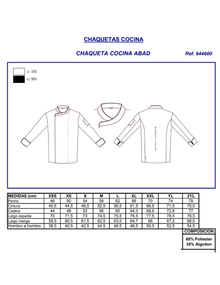 CHAQUETA COCINA ABAD BLANCA GARYS