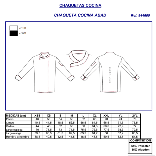 CHAQUETA COCINA ABAD NEGRO GARYS 2