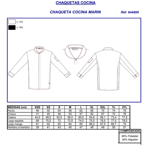 CHAQUETA COCINA MARIN NEGRA GARYS 2