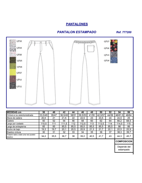 PANTALON COCINA ESTAMPADO 7772 GARYS