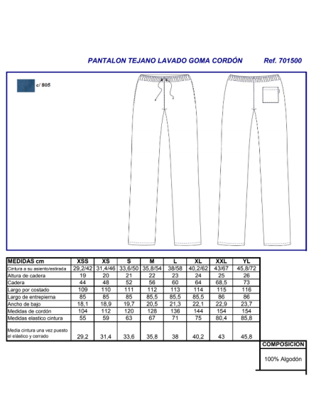 PANTALON COCINERO TEJANO 7015 GARYS