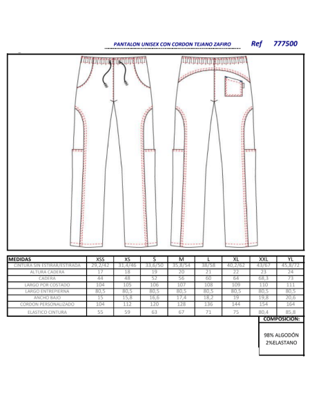 PANTALON COCINERO TEJANO ZAFIRO GARYS