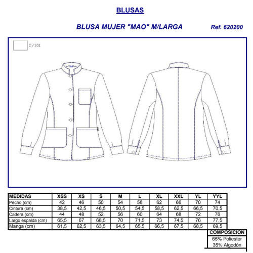 CHAQUETA CAMARERA MAO BLANCA 6202 GARYS 2