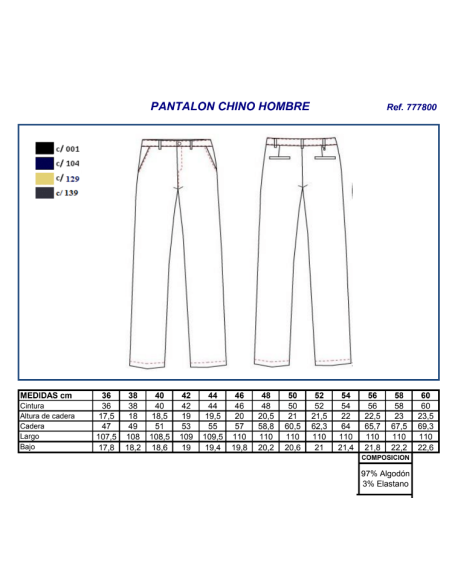 PANTALON CHINO HOMBRE 7778 GARYS