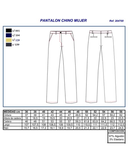 PANTALON CHINO MUJER 2047 GARYS