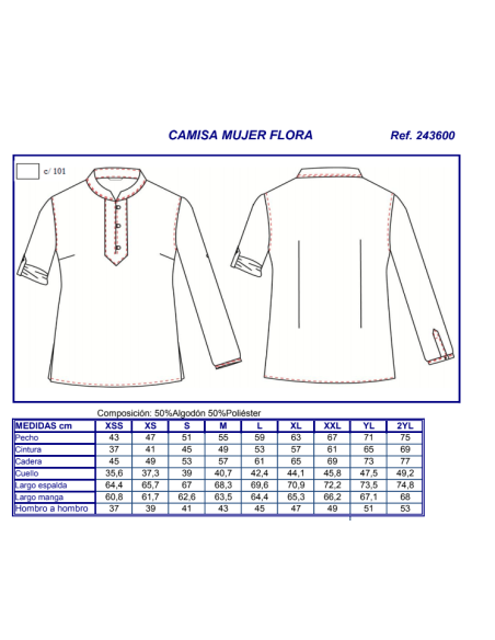 CAMISA CAMARERA FALSO LINO FLORA GARYS