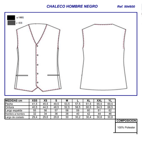 CHALECO CAMARERO PICO 9946 GARYS 2