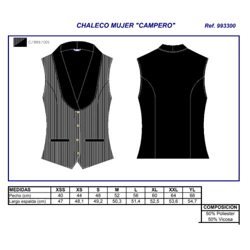 CHALECO CAMARERA CAMPERO 9933 GARYS 2