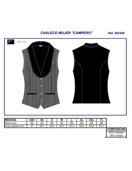 CHALECO CAMARERA CAMPERO 9933 GARYS