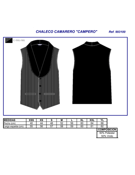 CHALECO CAMARERO CAMPERO 9931 GARYS