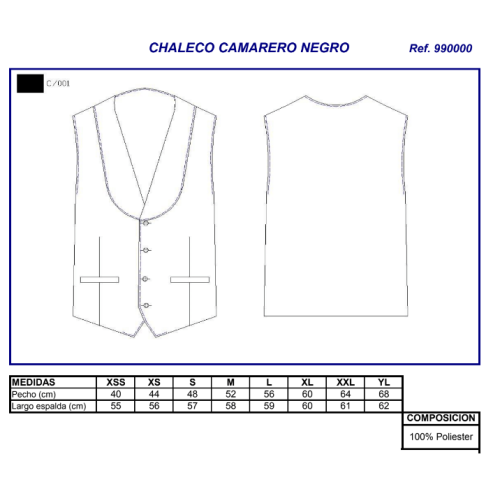 CHALECO CAMARERO UNISEX 9900 GARYS 2