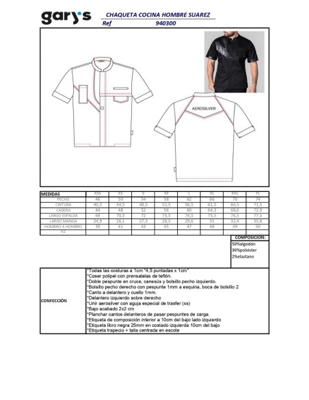 CHAQUETA COCINA ELASTICA SUAREZ GARYS