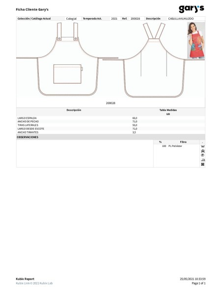 CASULLA PROFESORA ESCOLAR KUKUXUMUSU ZOO GARYS