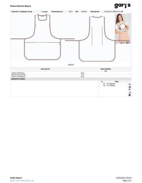 CASULLA PROFESORA ESCOLAR NIÑOS FLOR GARYS