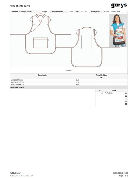 CASULLA PROFESORA ESCOLAR AEI GARYS