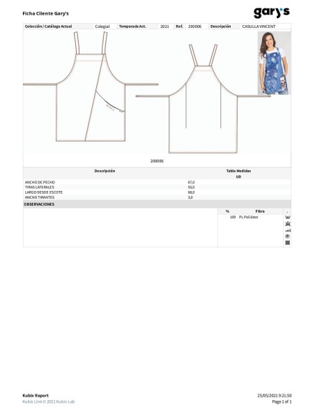 CASULLA PROFESORA ESCOLAR VINCENT GARYS