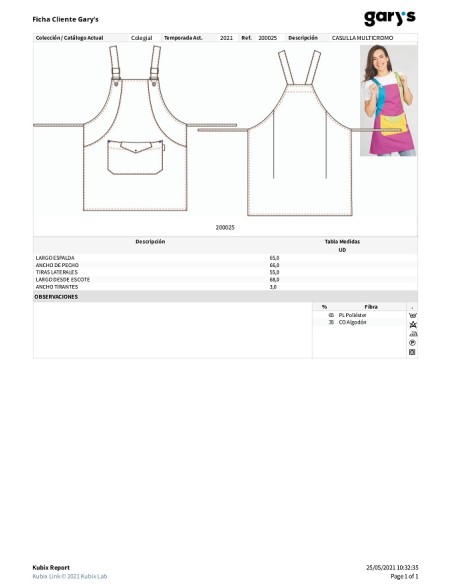 CASULLA PROFESORA ESCOLAR MULTICROMO GARYS