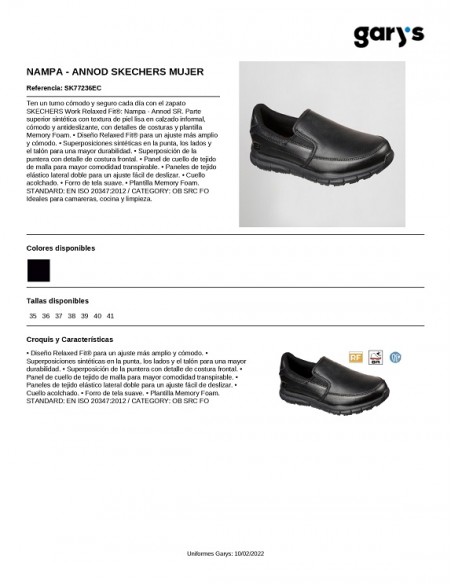Zapatillas de trabajo Work Relaxed Fit: Nampa - Annod SR de Skechers Color  BLACK Talla 36